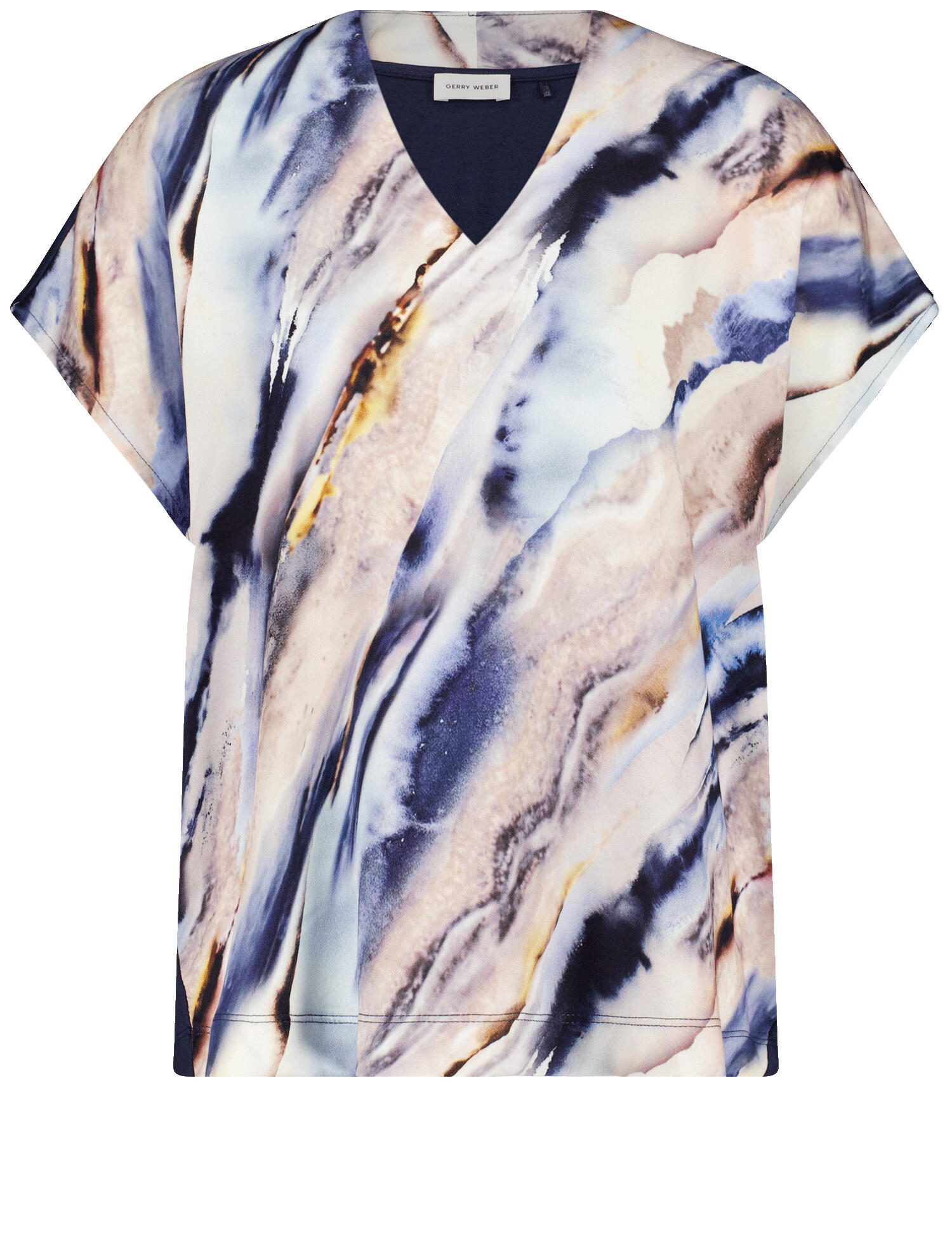 GERRY WEBER Collection - T-SHIRT 1/2 ARM beige/blue aquarell stripes - Gr. - 40 von GERRY WEBER Collection