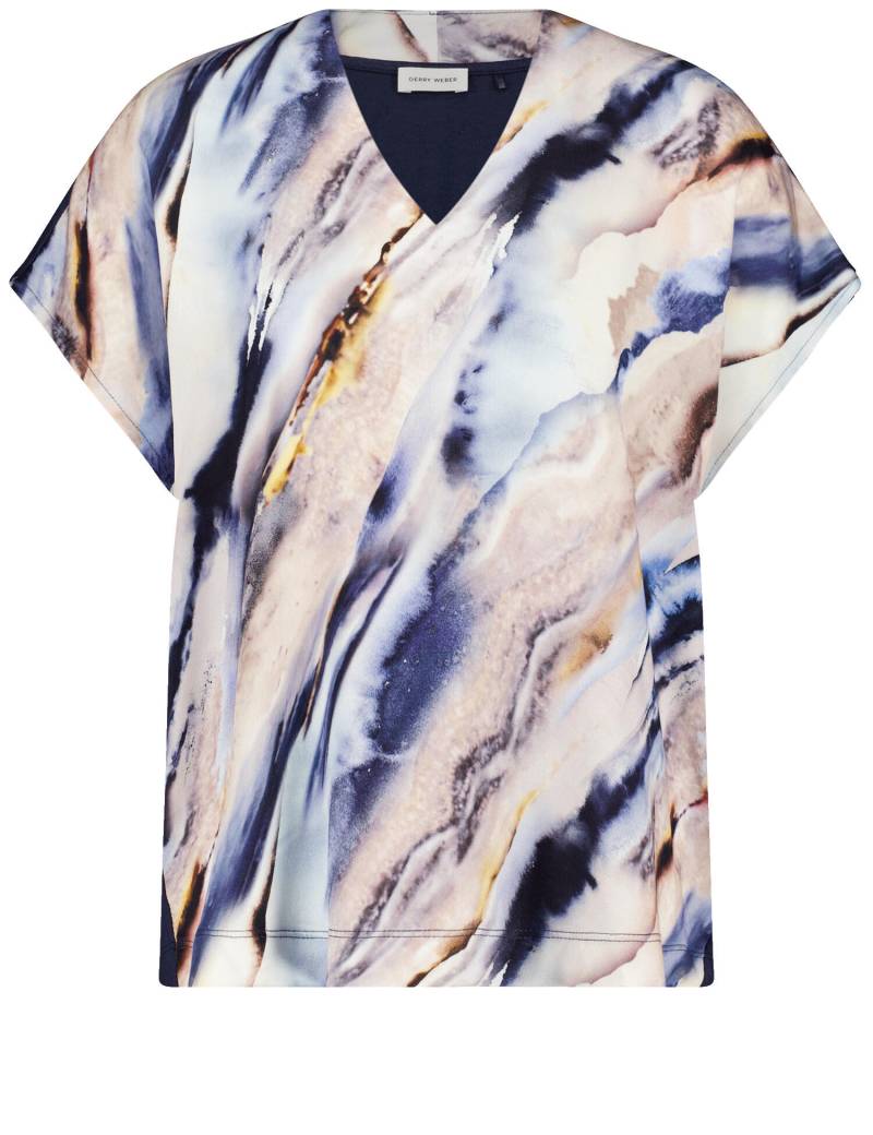 GERRY WEBER Collection - T-SHIRT 1/2 ARM beige/blue aquarell stripes - Gr. - 40 von GERRY WEBER Collection