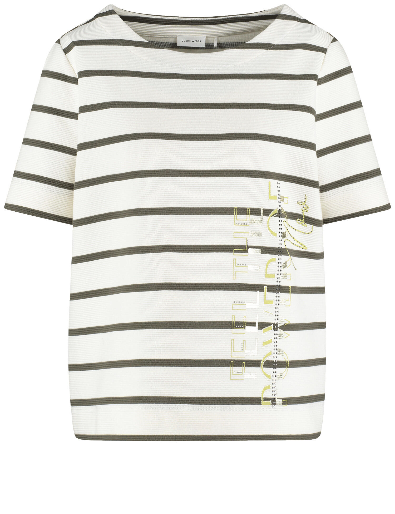 GERRY WEBER Collection - T-SHIRT 1/2 ARM moss/offwhite stripes - Gr. - 40 von GERRY WEBER Collection