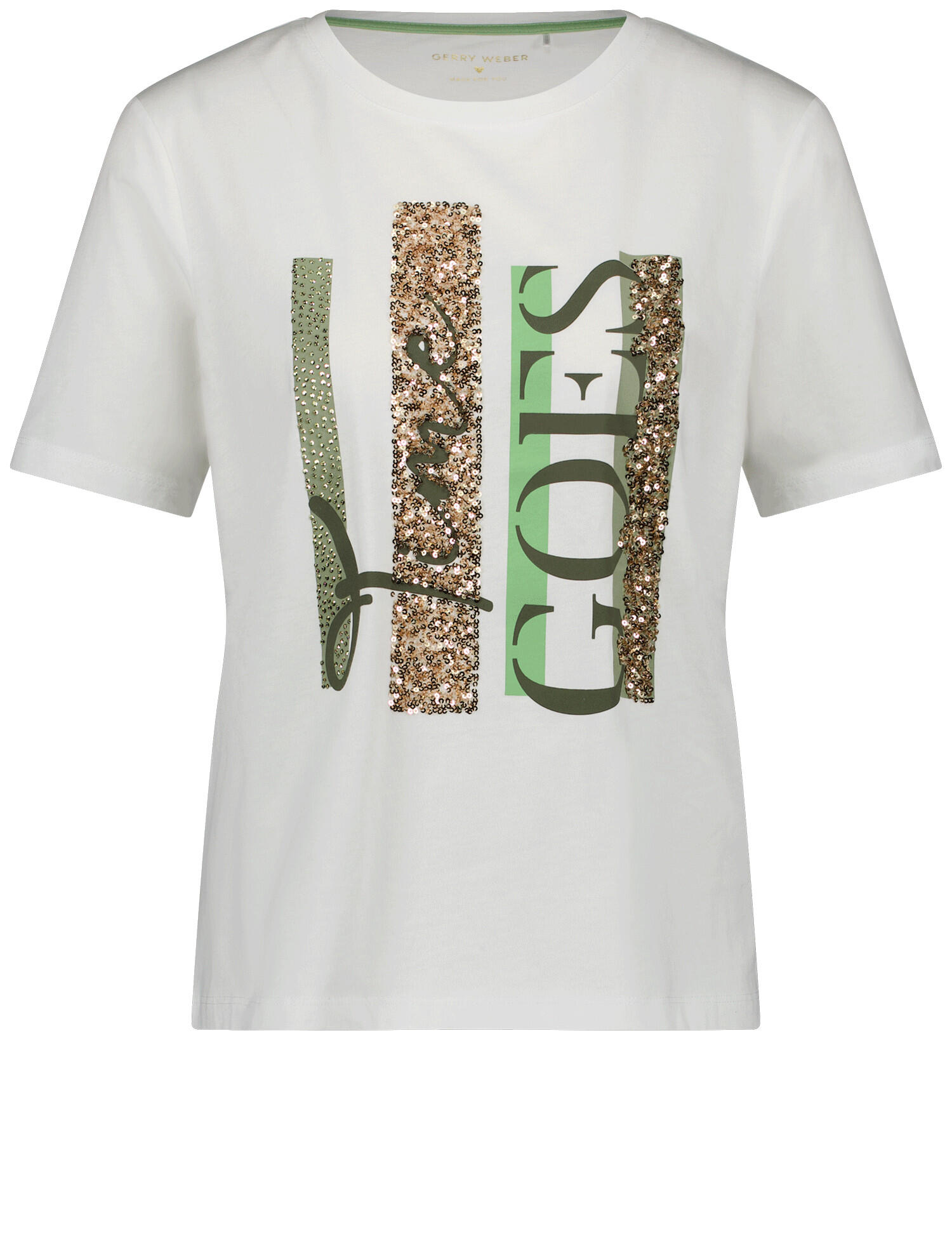 GERRY WEBER Collection - T-SHIRT 1/2 ARM offwhite/sage placement - Gr. - 42 von GERRY WEBER Collection