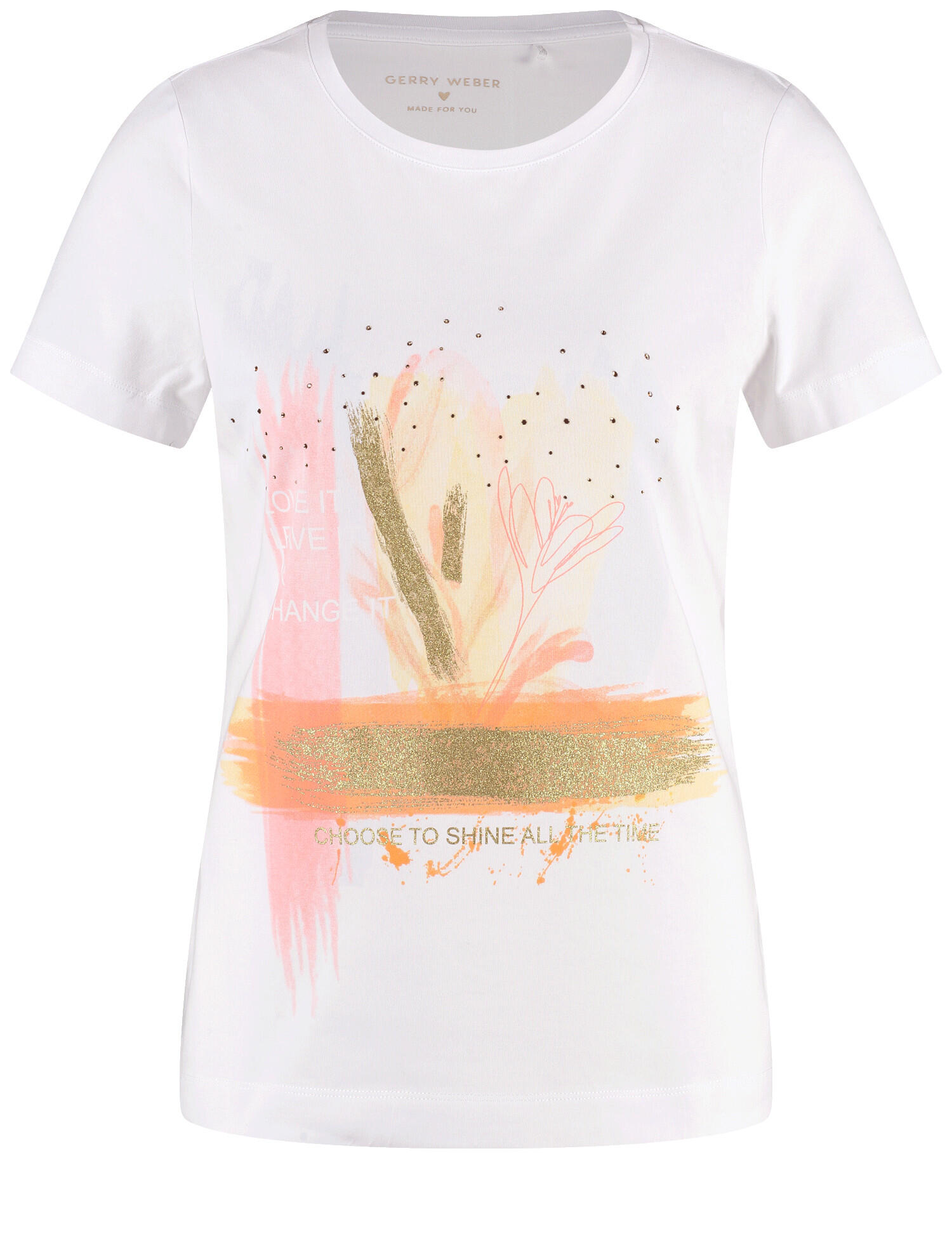 GERRY WEBER Collection - T-Shirt 1/2 Arm white/rouge frontprint - Gr. - 40 von GERRY WEBER Collection