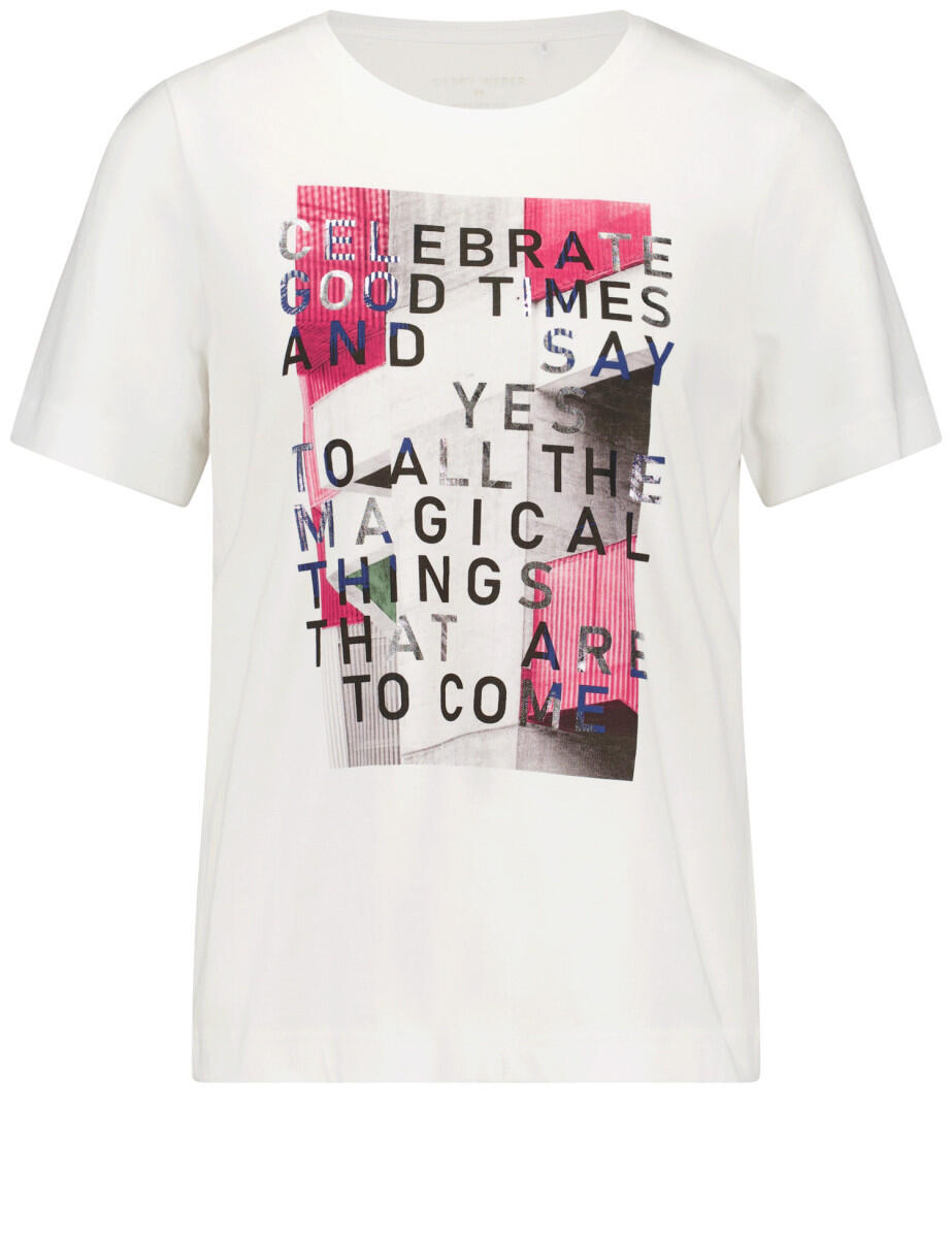 GERRY WEBER Collection - T-Shirt aus Baumwolle mit Wording-Frontprint beige/weiß - Gr. - 40 von GERRY WEBER Collection