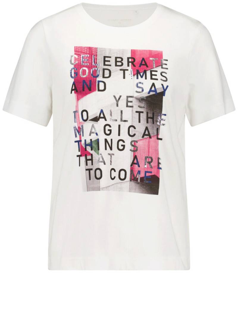 GERRY WEBER Collection - T-Shirt aus Baumwolle mit Wording-Frontprint beige/weiß - Gr. - 40 von GERRY WEBER Collection