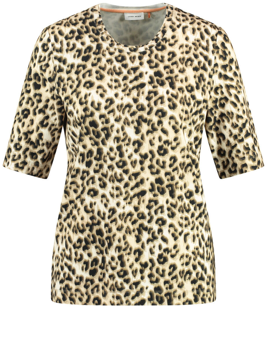 GERRY WEBER Collection - T-Shirt mit Animalprint beige/weiß - Gr. - 38 von GERRY WEBER Collection