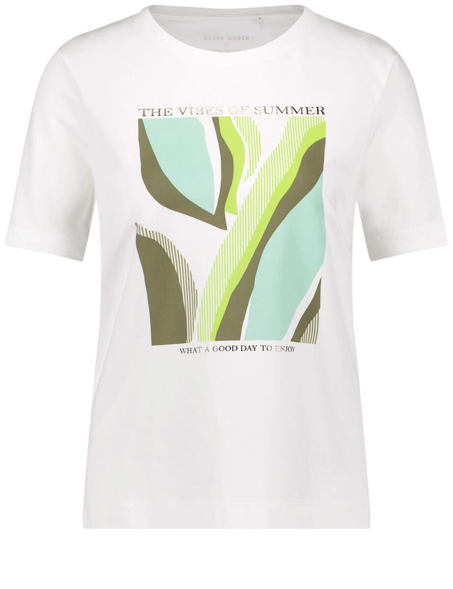 GERRY WEBER Collection - T-Shirt mit Frontprint und Wording beige/weiß - Gr. - 38 von GERRY WEBER Collection