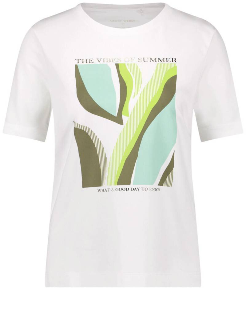 GERRY WEBER Collection - T-Shirt mit Frontprint und Wording beige/weiß - Gr. - 38 von GERRY WEBER Collection