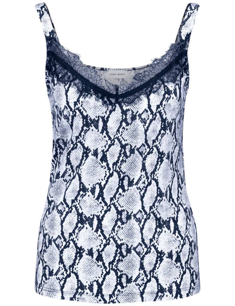 GERRY WEBER Collection - Top mit Spitzenbesatz blau - Gr. - 40 von GERRY WEBER Collection