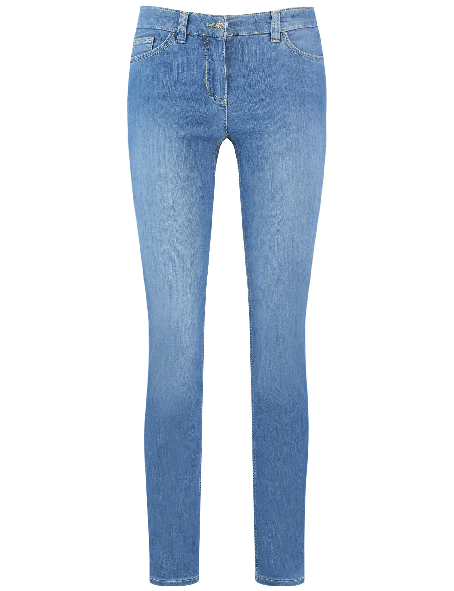 GERRY WEBER Edition - 5-Pocket Hose Best4me Slim Fit Kurzgröße blue denim mit use - Gr. - 38S von GERRY WEBER Edition