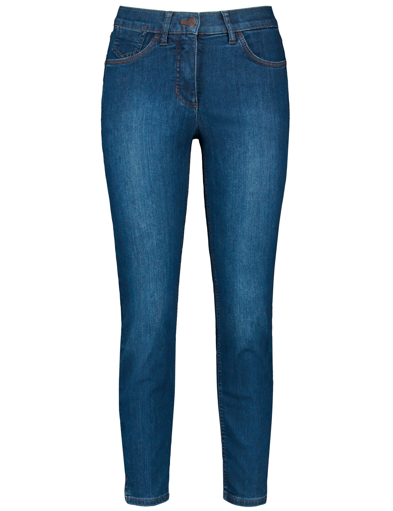GERRY WEBER Edition - 5-Pocket Jeans BEST4ME CROPPED dark blue denim mit use - Gr. - 36R von GERRY WEBER Edition