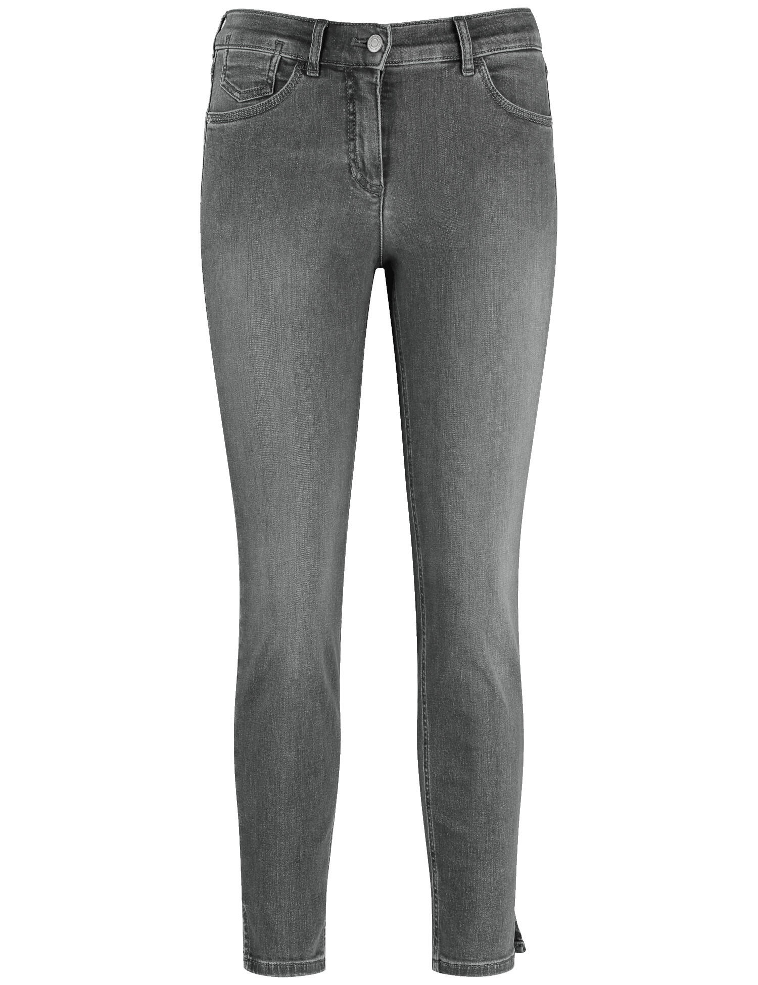GERRY WEBER Edition - 5-Pocket Jeans SOL꞉INE BEST4ME Cropped grey denim mit use - Gr. - 42R von GERRY WEBER Edition