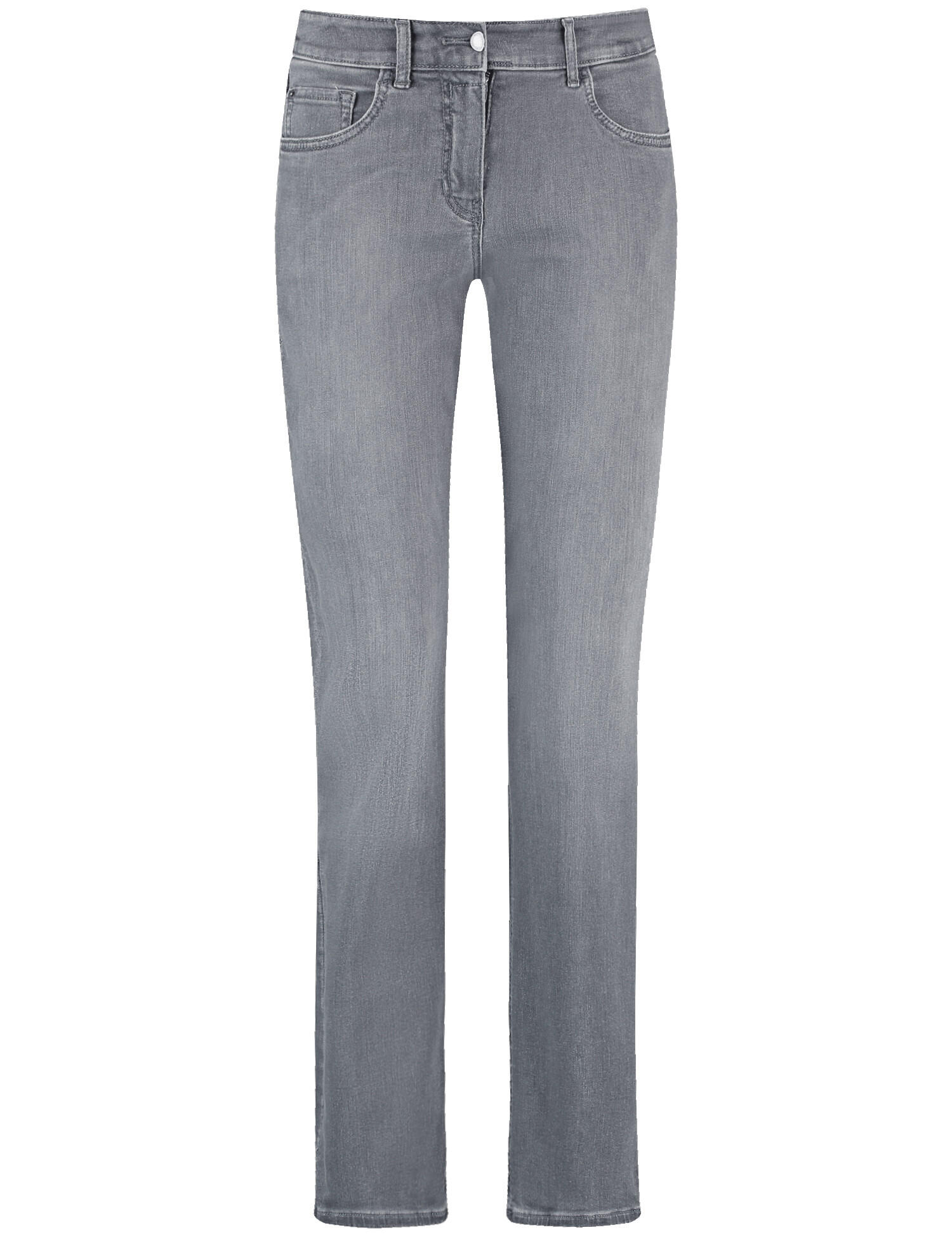 GERRY WEBER Edition - 5-Pocket Jeans SOL꞉INE BEST4ME Slim Fit Kurzgröße grey denim mit use - Gr. - 44S von GERRY WEBER Edition
