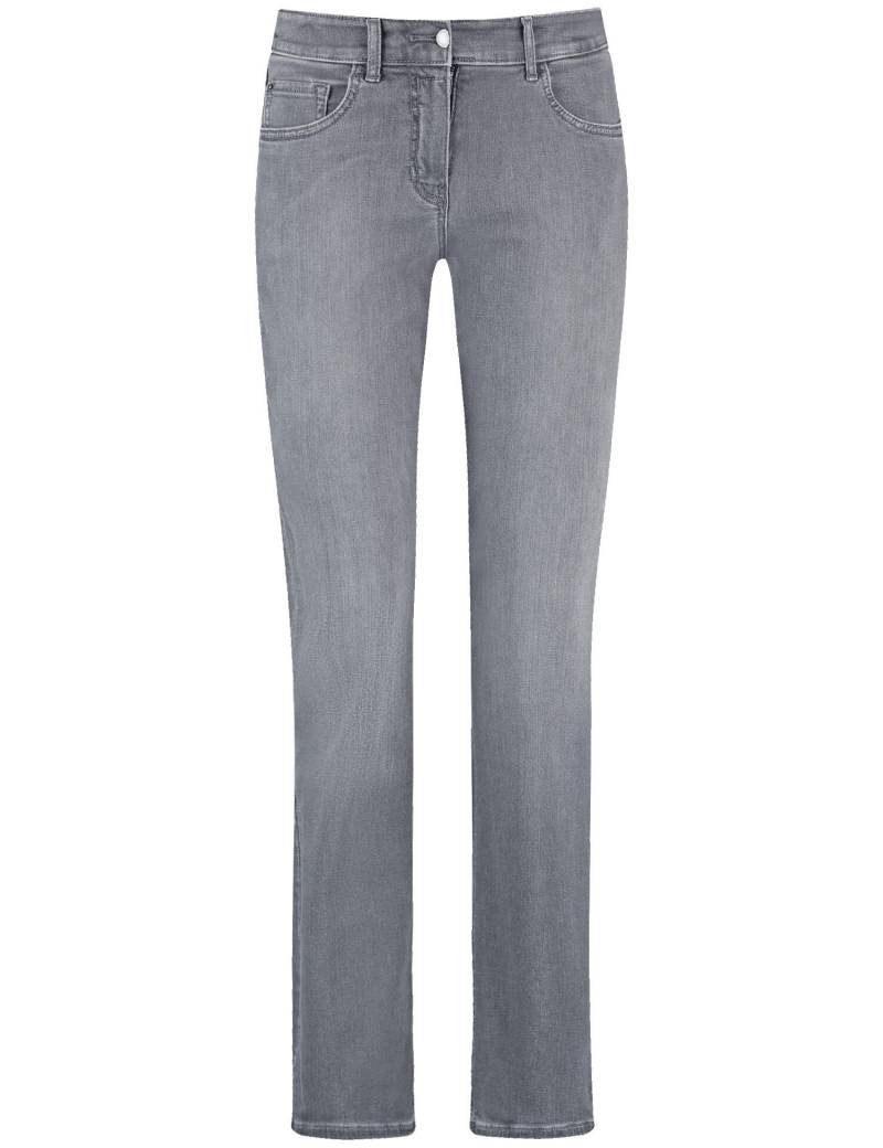 GERRY WEBER Edition - 5-Pocket Jeans SOL꞉INE BEST4ME Slim Fit Kurzgröße grey denim mit use - Gr. - 44S von GERRY WEBER Edition