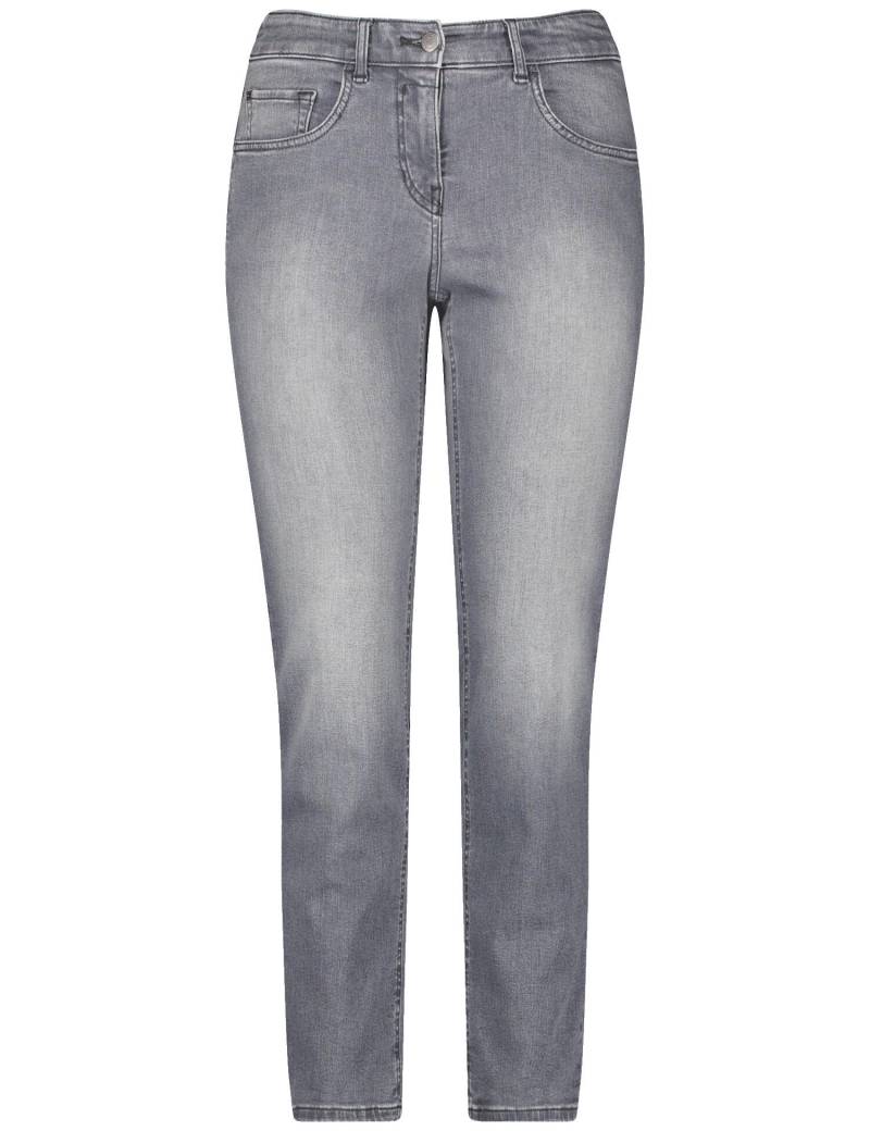 GERRY WEBER Edition - 5-Pocket Jeans SOL꞉INE BEST4ME Slim Fit Kurzgröße hell grau mit use - Gr. - 46R von GERRY WEBER Edition