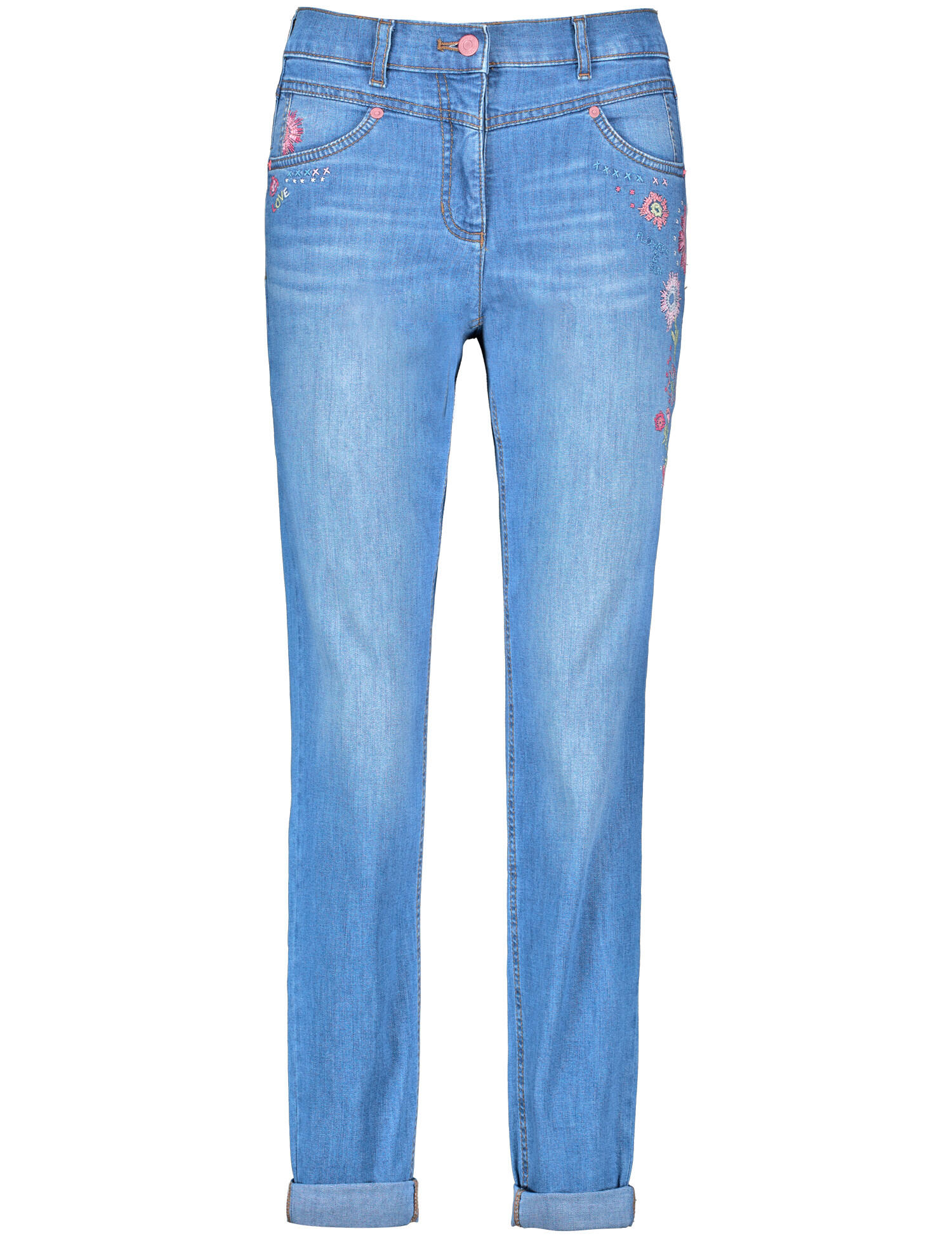 GERRY WEBER Edition - 7/8 Jeans KIA꞉RA RELAXED FIT mit Stickerei blue denim with use - Gr. - 46R von GERRY WEBER Edition