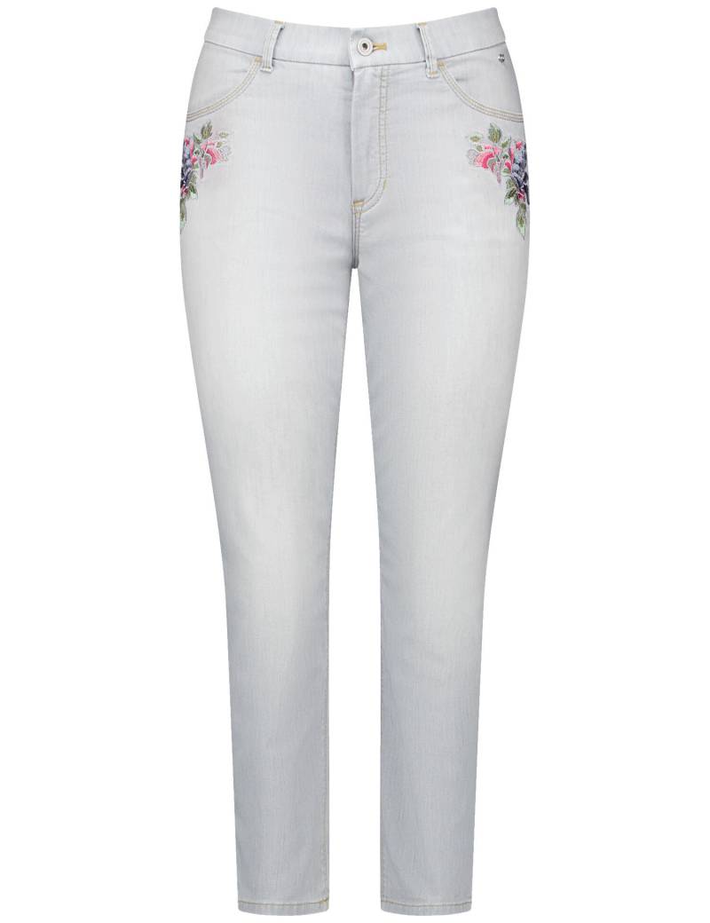 GERRY WEBER Edition - 7/8 Jeans SOL꞉INE Slim Fit mit floraler Stickerei grey denim - Gr. - 40R von GERRY WEBER Edition