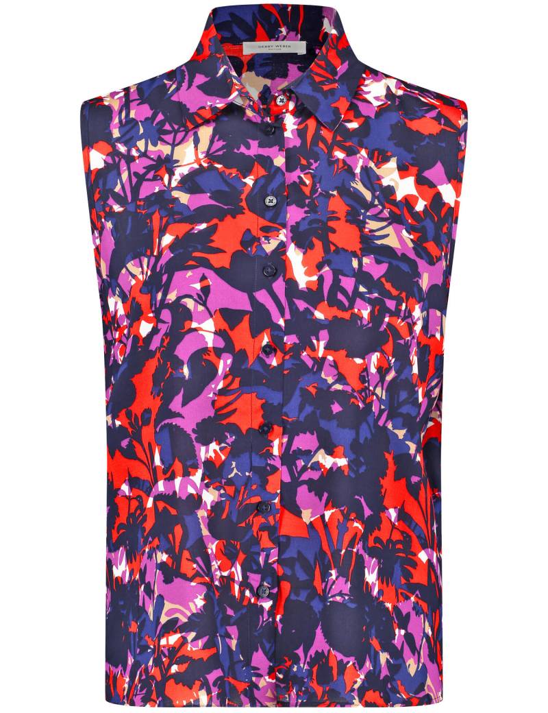 GERRY WEBER Edition - Ärmellose Bluse mit floralem Muster blau/lila/pink druck - Gr. - 44 von GERRY WEBER Edition