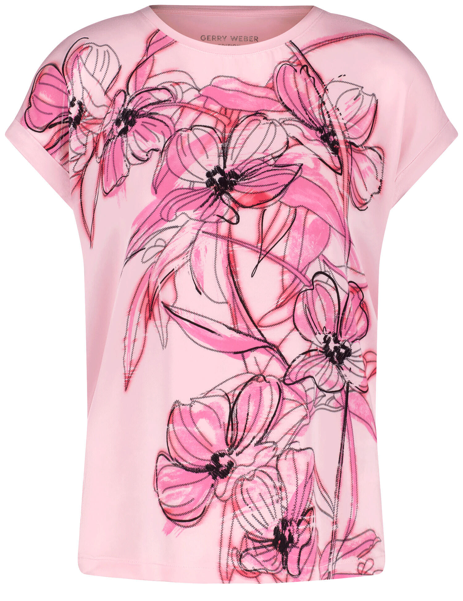 GERRY WEBER Edition - Blusenshirt mit Material-Patch und Frontprint lotus - Gr. - 44 von GERRY WEBER Edition