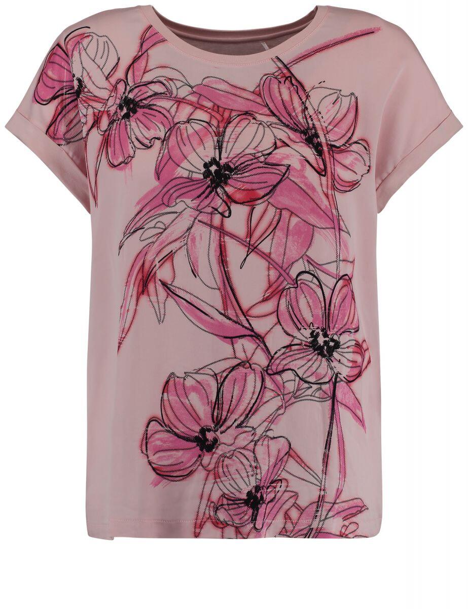 GERRY WEBER Edition - Blusenshirt mit Material-Patch und Frontprint pink - Gr. - 36 von GERRY WEBER Edition