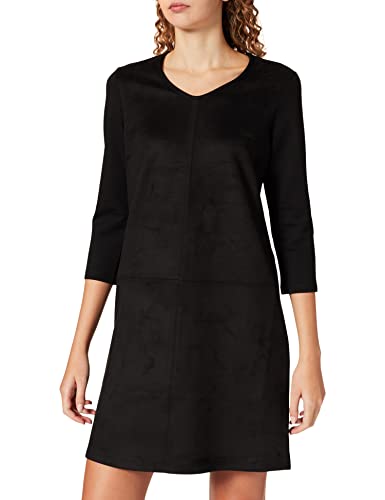 Gerry Weber Damen Kleid mit Velourstouch EcoVero 3/4 Arm unifarben knieumspielend Schwarz 36 von Gerry Weber