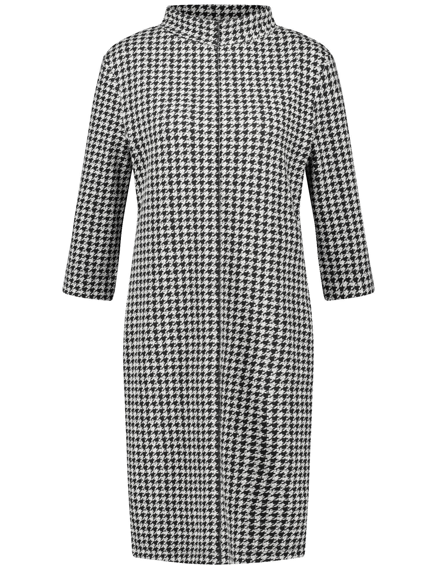 GERRY WEBER Edition - Elegantes Jerseykleid mit Stehkragen black/beige houndstooth - Gr. - 48 von GERRY WEBER Edition