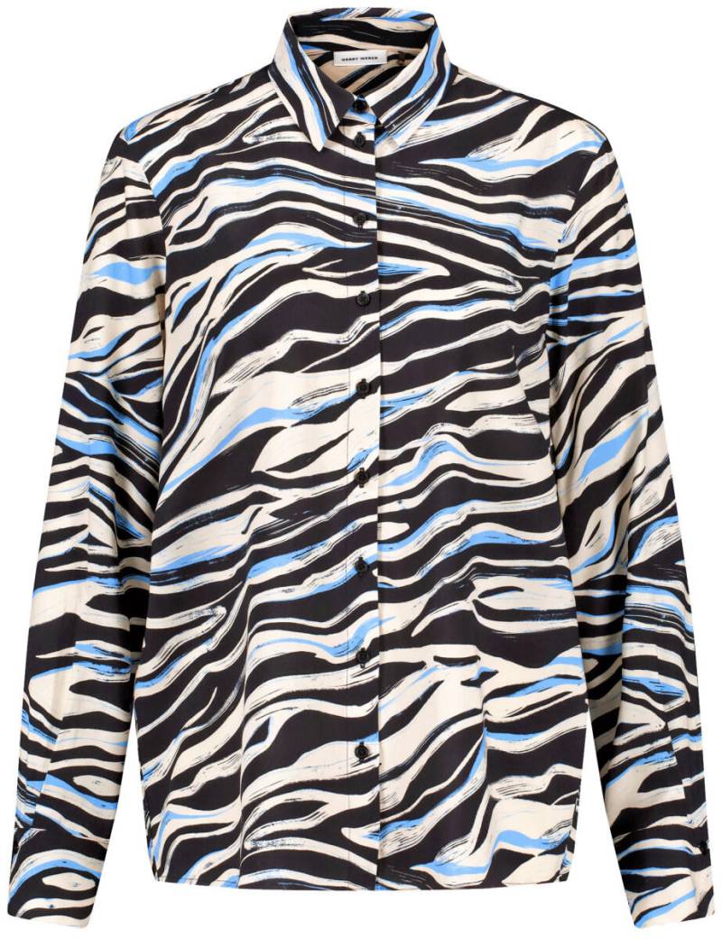 GERRY WEBER Edition - Fließende Hemdbluse blau/schwarz - Gr. - 38 von GERRY WEBER Edition