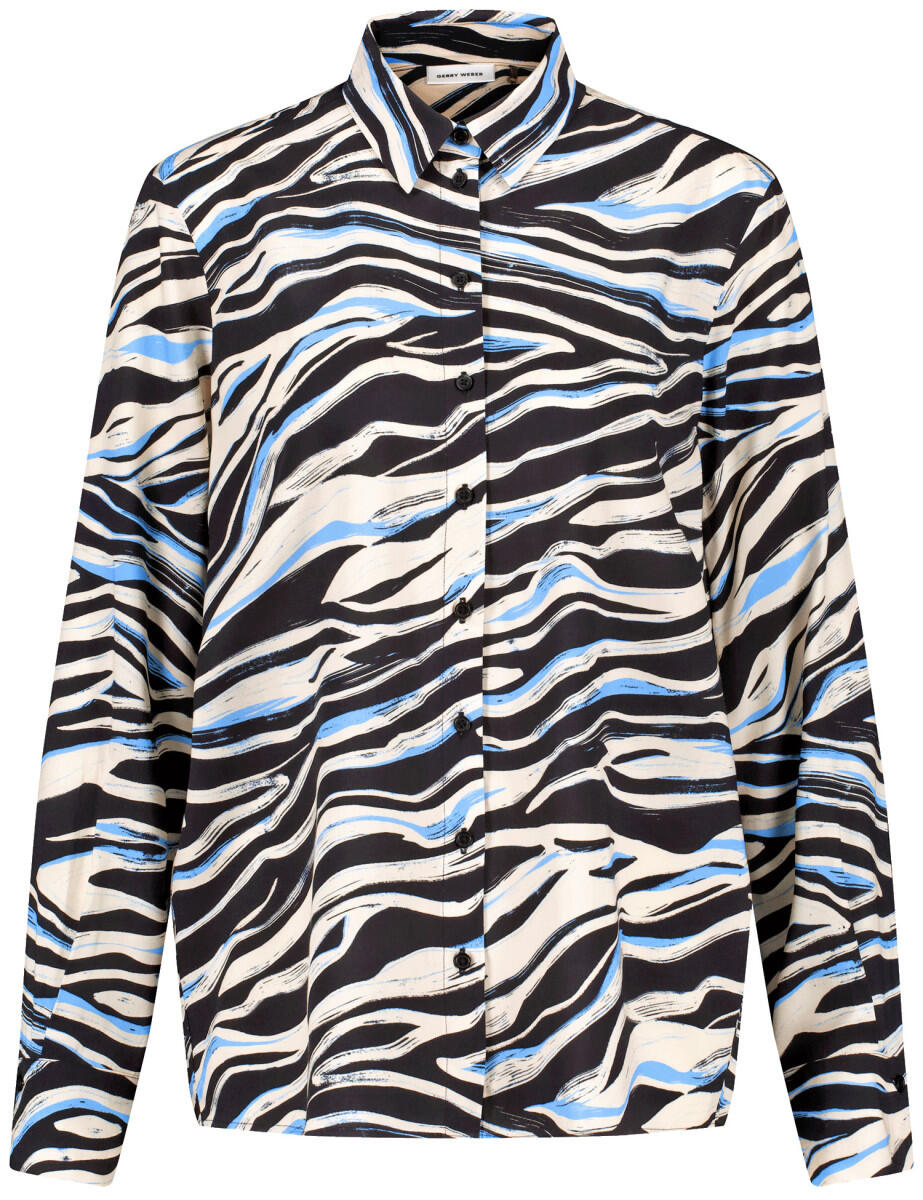 GERRY WEBER Edition - Fließende Hemdbluse blau/schwarz - Gr. - 40 von GERRY WEBER Edition