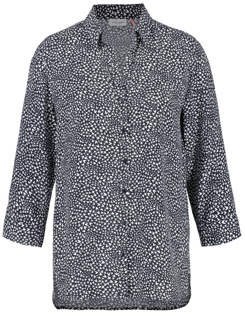 GERRY WEBER Edition - Gemusterte Bluse mit 3/4 Arm und verlängertem Rückenteil blau/ecru/weiss druck - Gr. - 40 von GERRY WEBER Edition