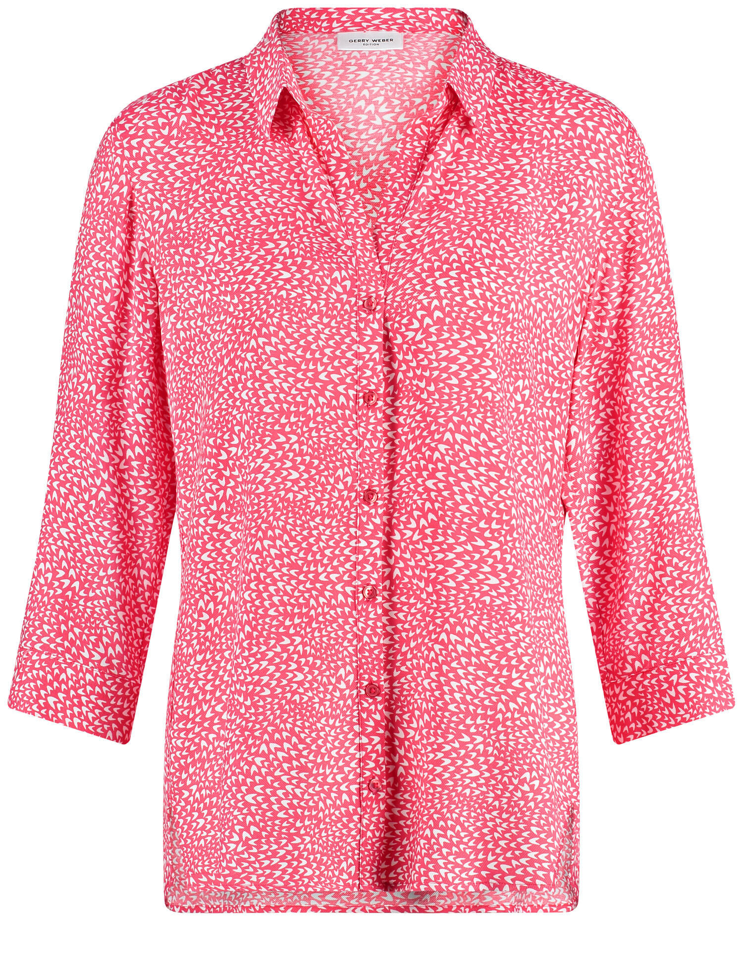 GERRY WEBER Edition - Gemusterte Bluse mit 3/4 Arm und verlängertem Rückenteil rot/orange/ecru/weiss druck - Gr. - 40 von GERRY WEBER Edition