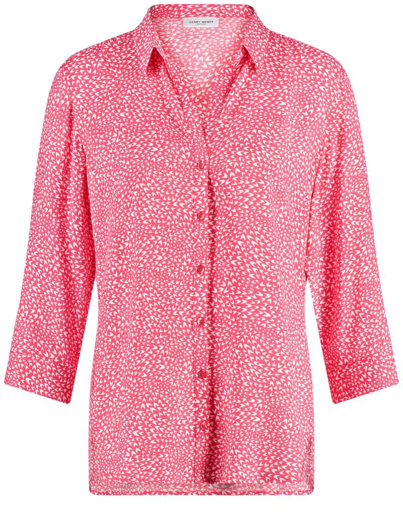 GERRY WEBER Edition - Gemusterte Bluse mit 3/4 Arm und verlängertem Rückenteil rot/orange/ecru/weiss druck - Gr. - 40 von GERRY WEBER Edition