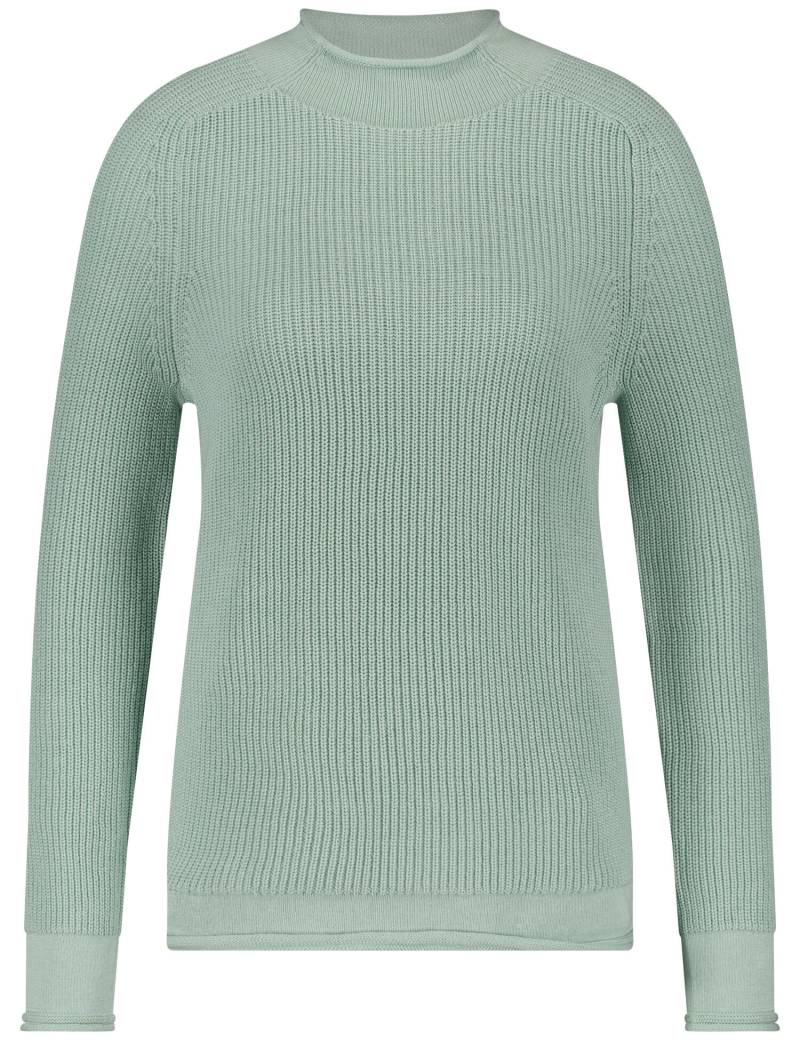 GERRY WEBER Edition - Gerippter Pullover mit Dekozipper in der Seitennaht mint - Gr. - 48 von GERRY WEBER Edition