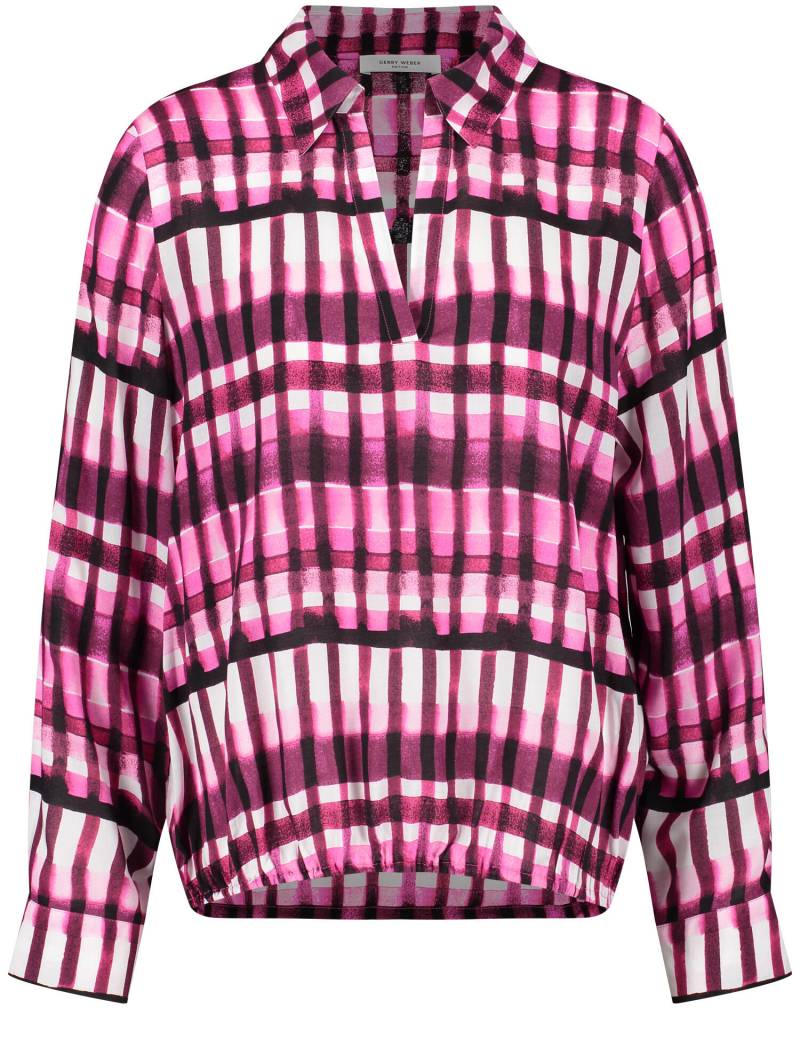 GERRY WEBER Edition - Hemdbluse mit Kästchenmuster lila/pink/ecru/weiss druck - Gr. - 38 von GERRY WEBER Edition