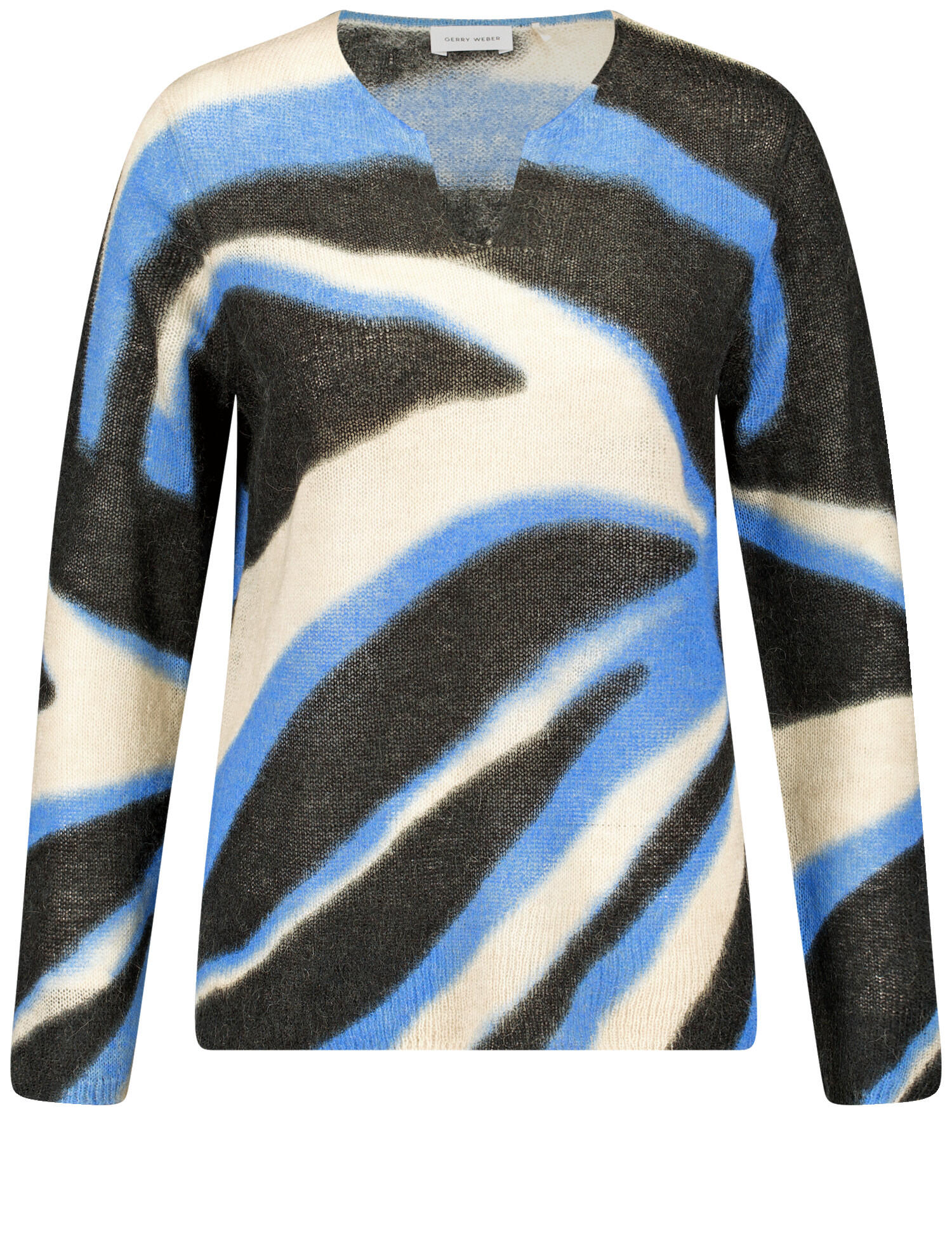 GERRY WEBER Edition - Kuscheliger Strickpullover black/blue/cream print big - Gr. - 44 von GERRY WEBER Edition