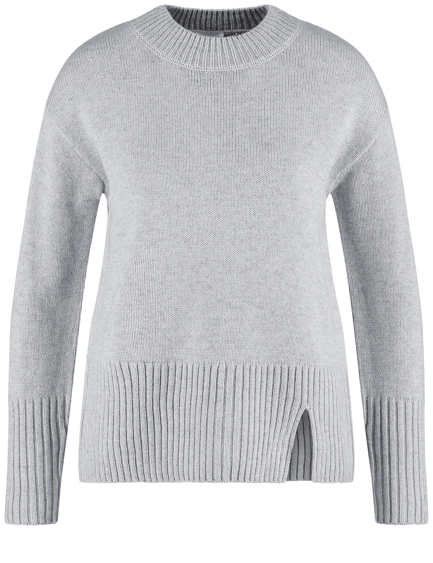 GERRY WEBER Edition - Kuscheliger Strickpullover mit Saumschlitz silver grey melange - Gr. - 42 von GERRY WEBER Edition
