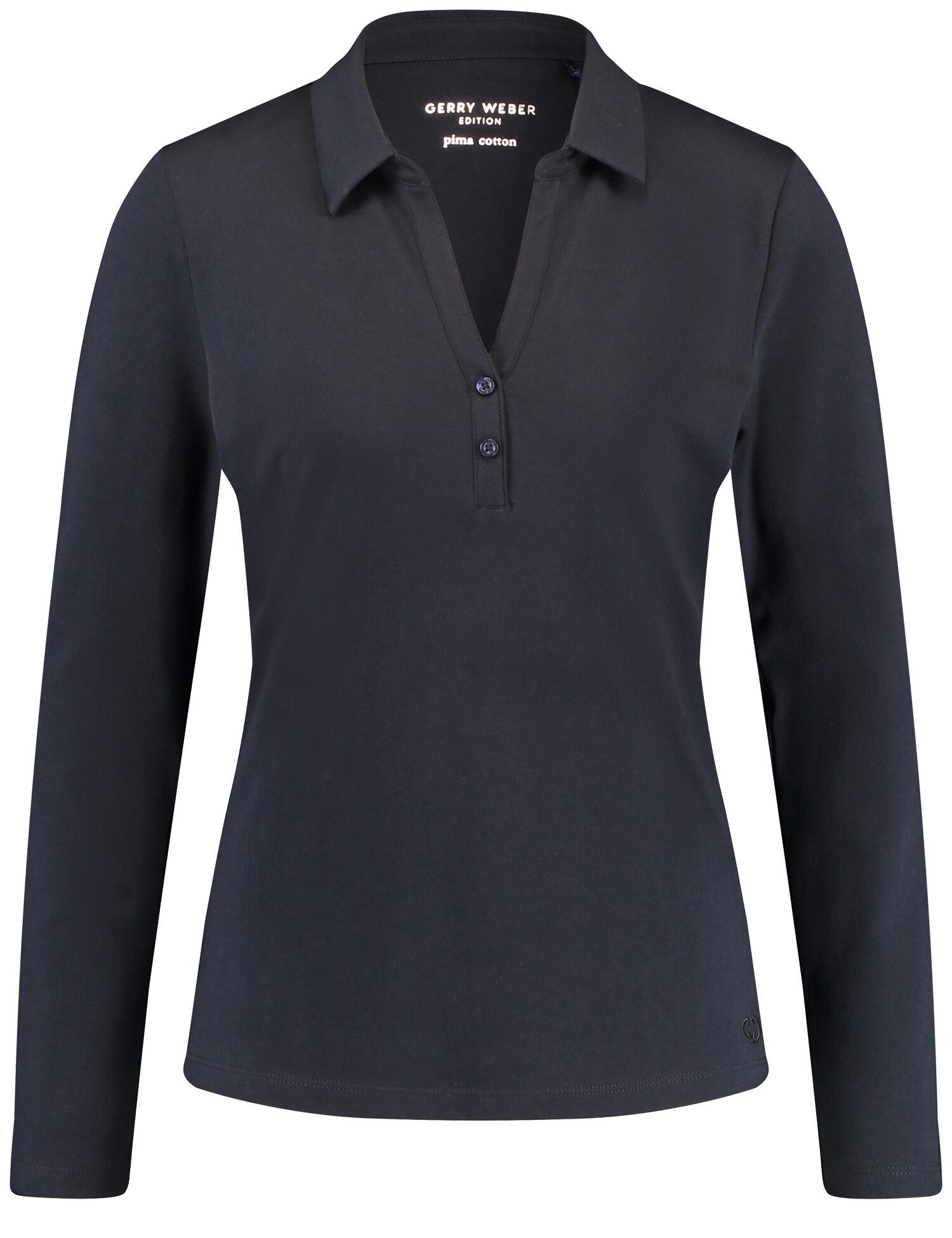 GERRY WEBER Edition - Langarm Poloshirt aus Baumwolle navy - Gr. - 40 von GERRY WEBER Edition