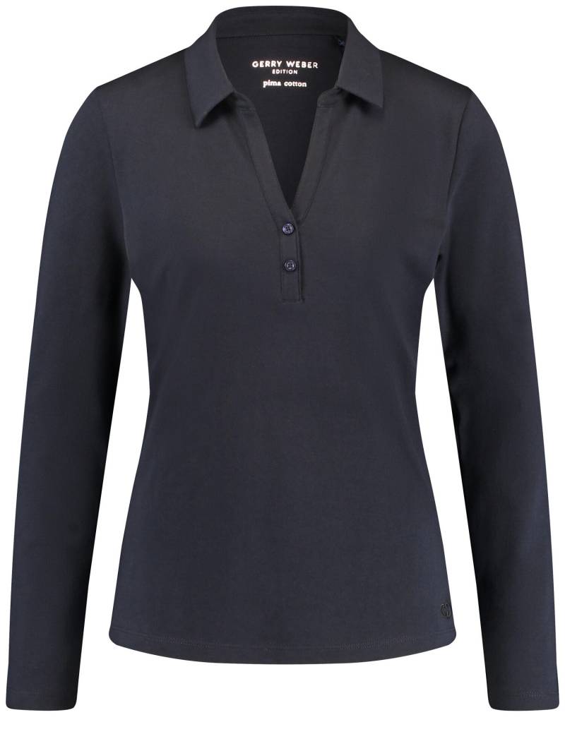GERRY WEBER Edition - Langarm Poloshirt aus Baumwolle navy - Gr. - 40 von GERRY WEBER Edition