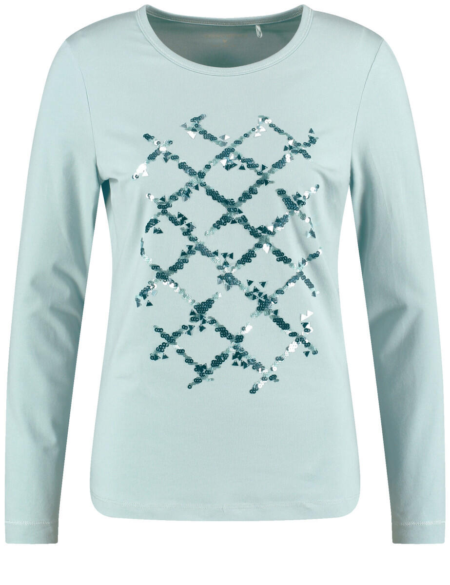 GERRY WEBER Edition - Langarmshirt mit Pailletten grün - Gr. - 44 von GERRY WEBER Edition