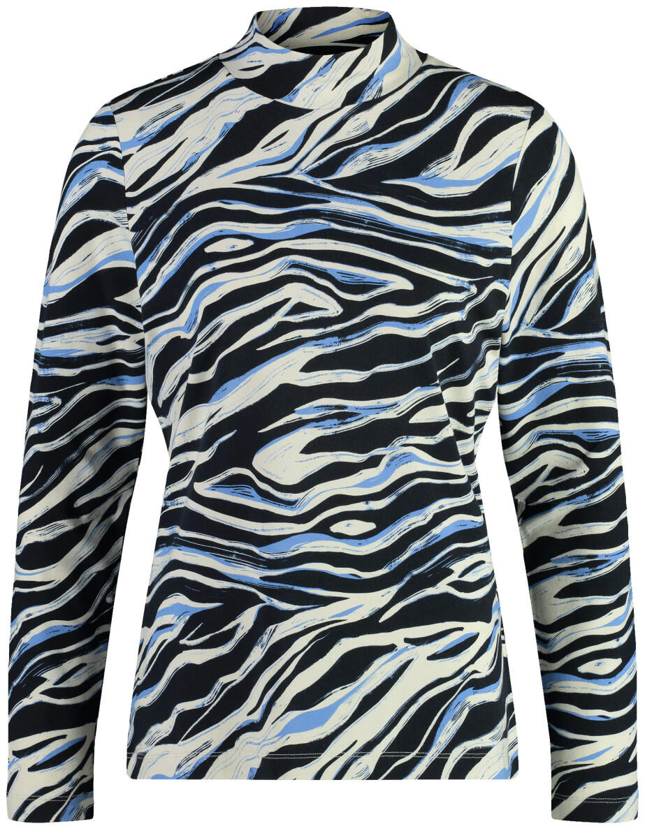 GERRY WEBER Edition - Langarmshirt mit Turtleneck blau/schwarz - Gr. - 40 von GERRY WEBER Edition