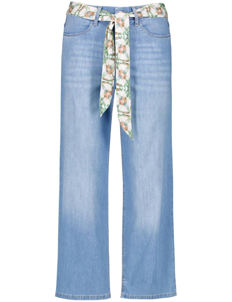 GERRY WEBER Edition - Modische Jeans MIR꞉ELA CULOTTE mit dekorativem Band blue denim - Gr. - 46R von GERRY WEBER Edition