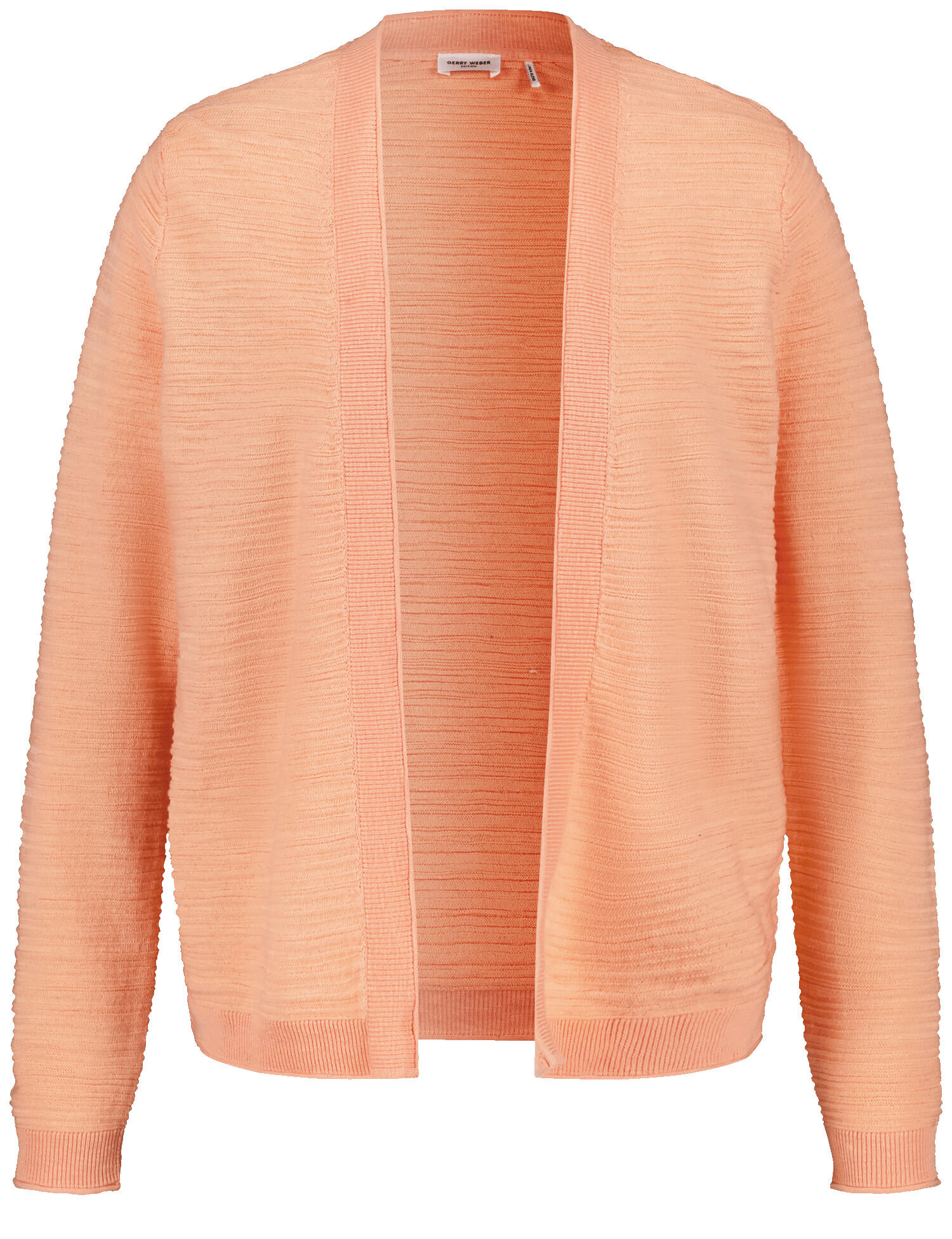 GERRY WEBER Edition - Offene Strickjacke aus Baumwoll-Leinen apricot crush - Gr. - 46 von GERRY WEBER Edition