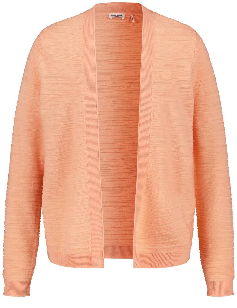 GERRY WEBER Edition - Offene Strickjacke aus Baumwoll-Leinen apricot crush - Gr. - 48 von GERRY WEBER Edition