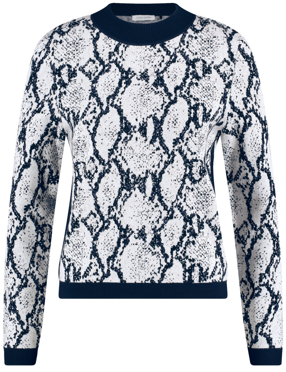 GERRY WEBER Edition - Pullover mit Allovermuster blau/weiß - Gr. - 36 von GERRY WEBER Edition