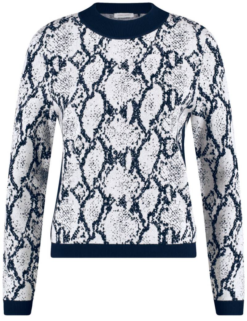 GERRY WEBER Edition - Pullover mit Allovermuster blau/weiß - Gr. - 36 von GERRY WEBER Edition