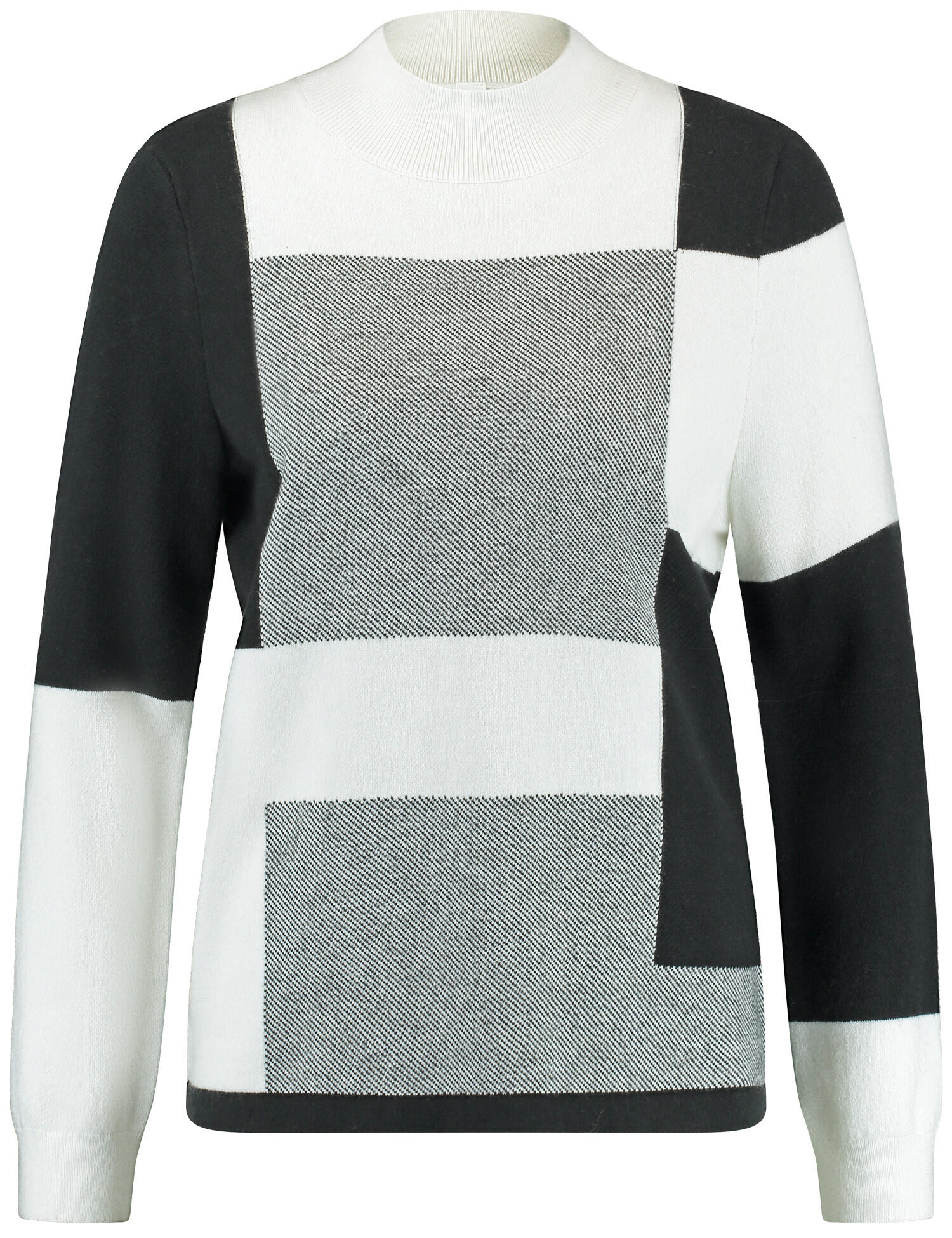GERRY WEBER Edition - Pullover mit Turtleneck und Jaquard-Strick schwarz/ecru/weiss gemustert - Gr. - 44 von GERRY WEBER Edition