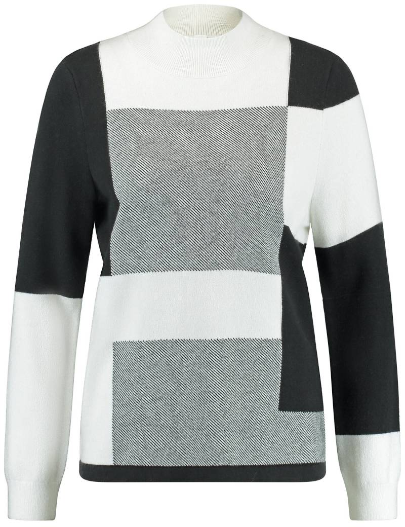GERRY WEBER Edition - Pullover mit Turtleneck und Jaquard-Strick schwarz/ecru/weiss gemustert - Gr. - 44 von GERRY WEBER Edition