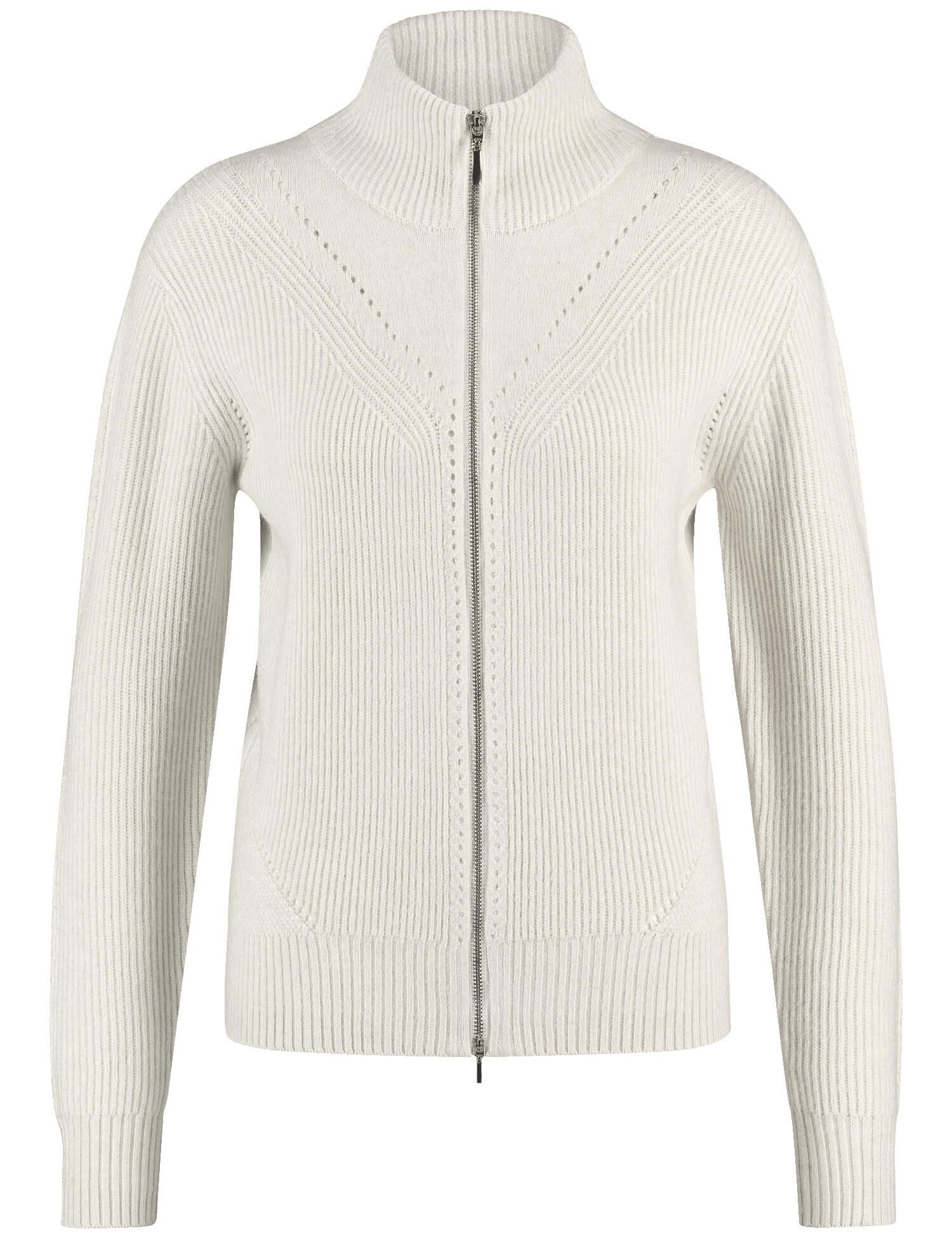 GERRY WEBER Edition - Strickjacke mit 2-Wege-Reißverschluss cream melange - Gr. - 38 von GERRY WEBER Edition