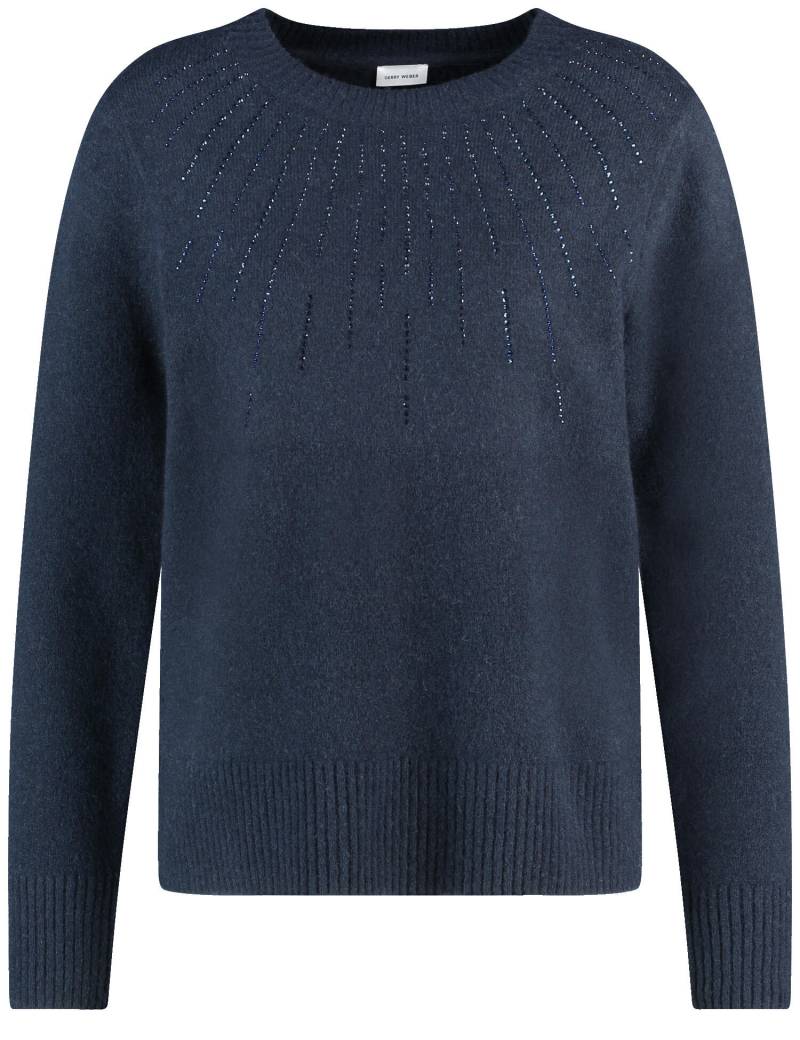 GERRY WEBER Edition - Strickpullover mit Ziersteinchen navy - Gr. - 44 von GERRY WEBER Edition