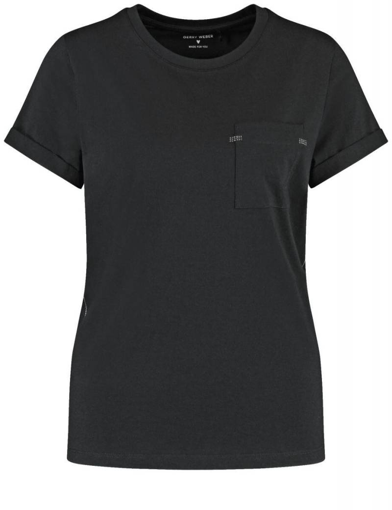 GERRY WEBER Edition - T-Shirt aus Baumwolle mit Ziersteinchen schwarz - Gr. - 36 von GERRY WEBER Edition