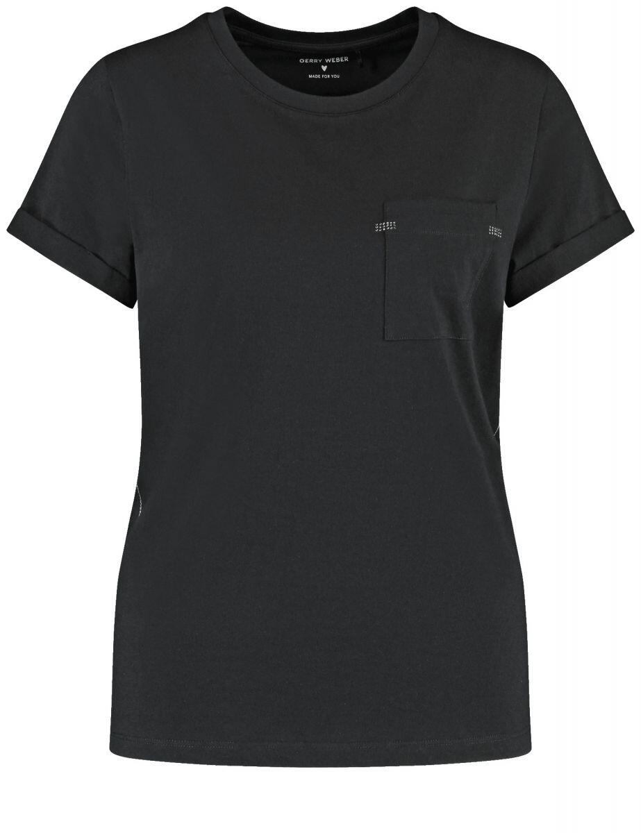 GERRY WEBER Edition - T-Shirt aus Baumwolle mit Ziersteinchen schwarz - Gr. - 40 von GERRY WEBER Edition