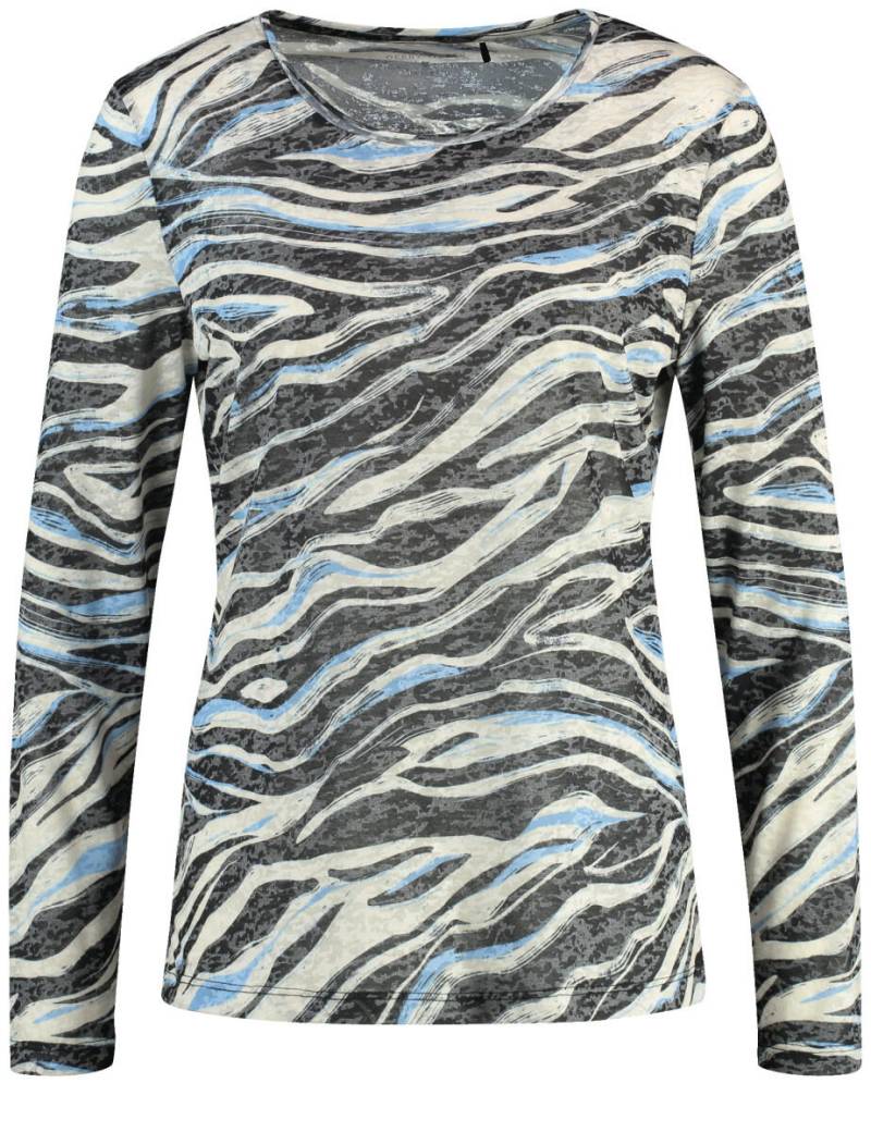 GERRY WEBER Edition - T-Shirt mit Muster blau/schwarz - Gr. - 40 von GERRY WEBER Edition