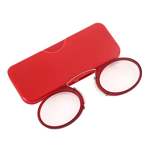 GERUI Lesebrille 2.0 Dioptrien Damen Herren Monokel Lesehilfe Mini Nasenclip Randlose Lesebrille (Rot, 2.5, diopters) von GERUI